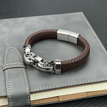 Bracelet en cuir véritable Bracelets à fermoir magnétique