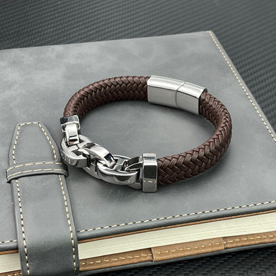 Genuine Leather Bracelet Magnetic Closure