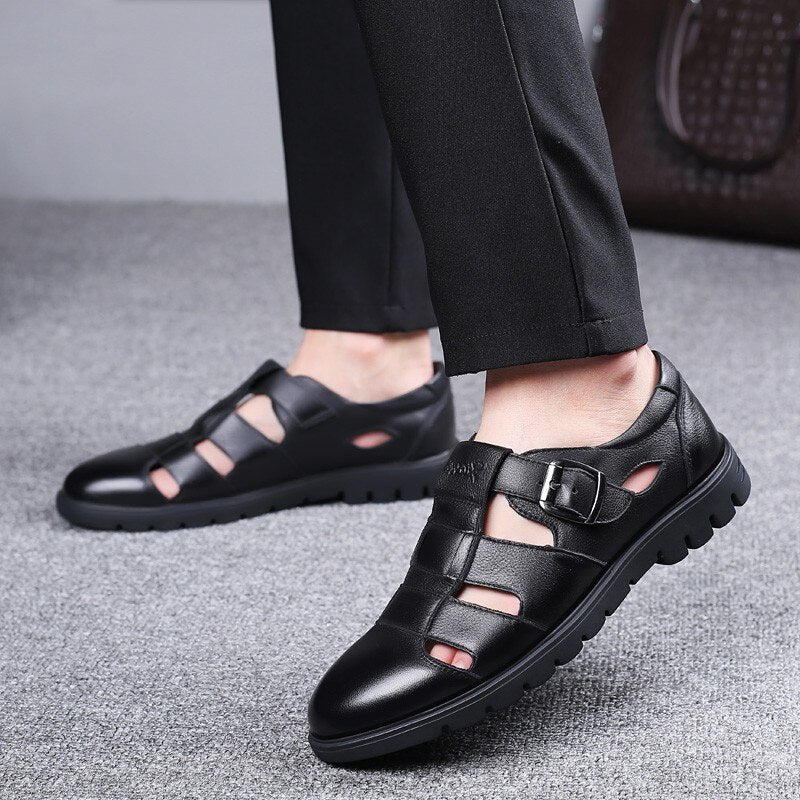 Leather Real Male Sandals Shoes