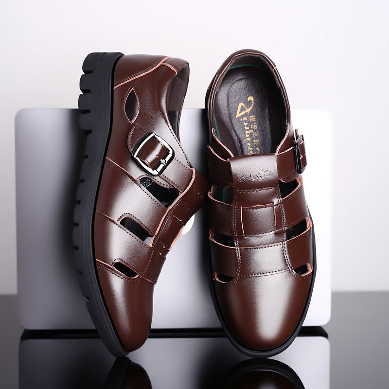 Leather Real Male Sandals Shoes