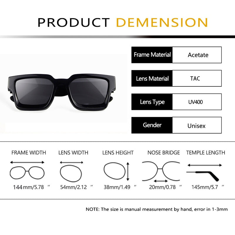 Crystal Acetate Square Sunglasses Men High Quality Polarized Driving