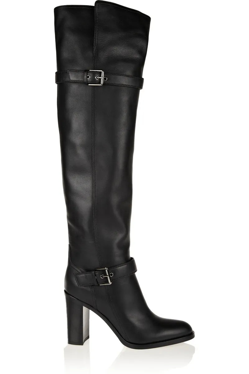 Warm short plush boots women over the knee-high heels