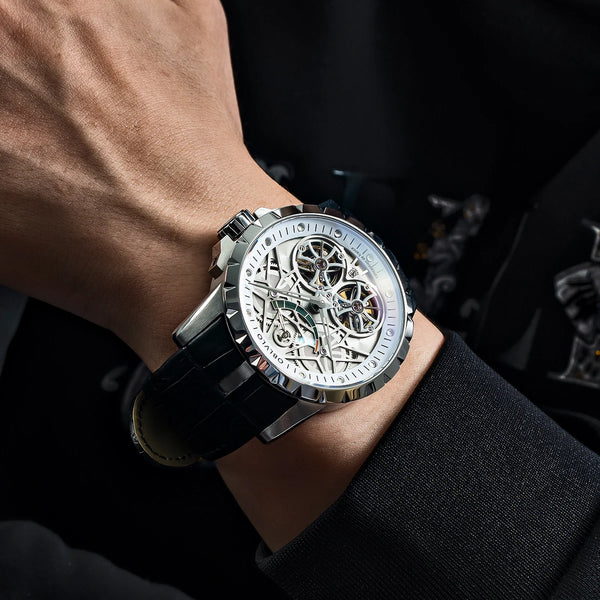 Skeleton Stainless Steel Tourbillon Automatic Watches