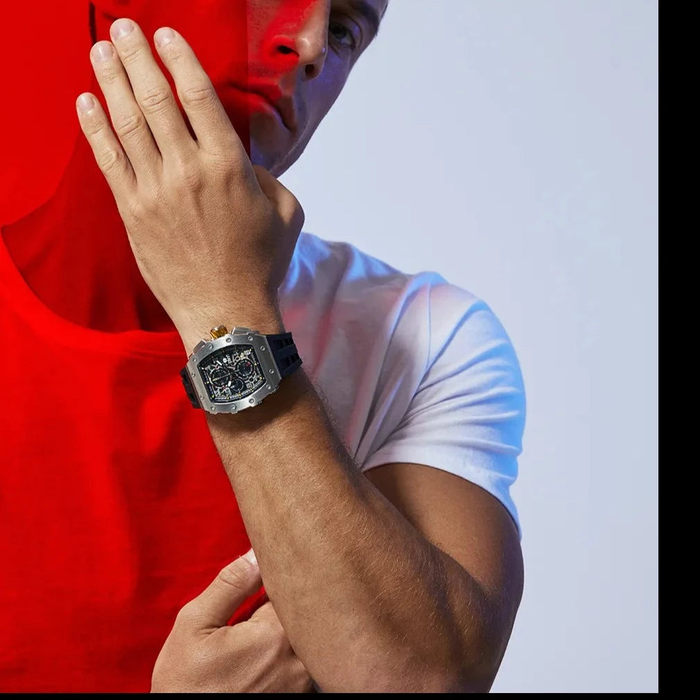 Montre pour Homme Montre-Bracelet à Quartz de Luxe en Acier Inoxydable
