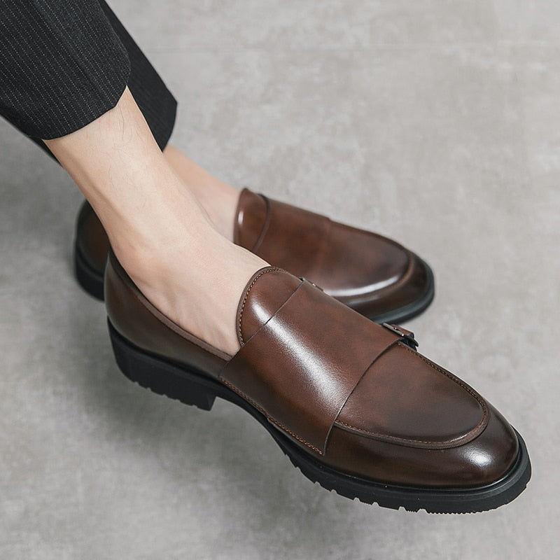 Gentleman doble hebillas Monk zapatos puntiagudos