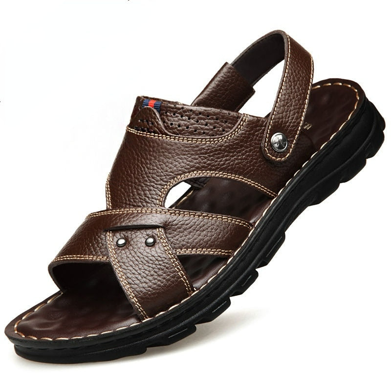 Hot Selling Waterproof Non-slip Genuine Leather Sandals