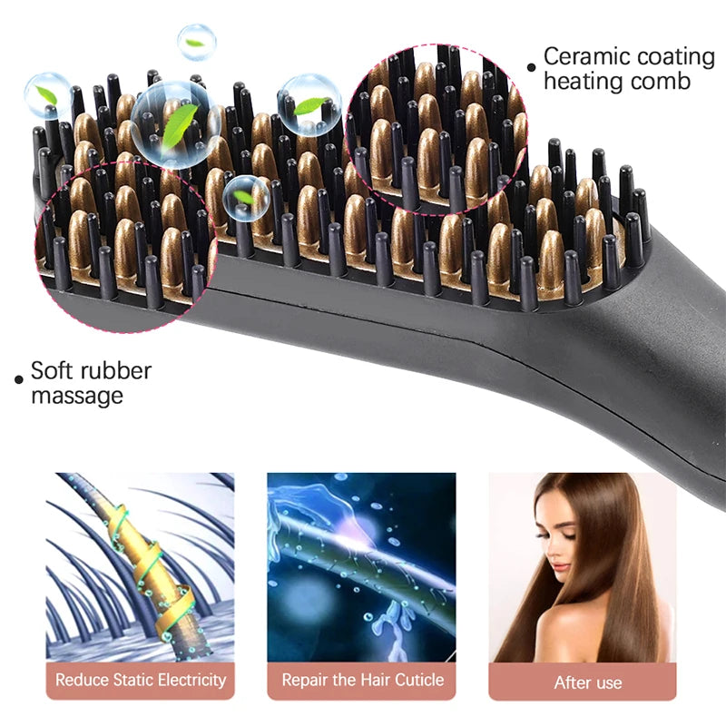 Straightener Electric Iron Heating Comb for Men Beard