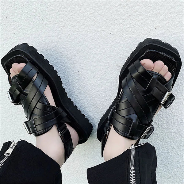 Men Sandals Leather Slippers Breathable Platform Non Slip
