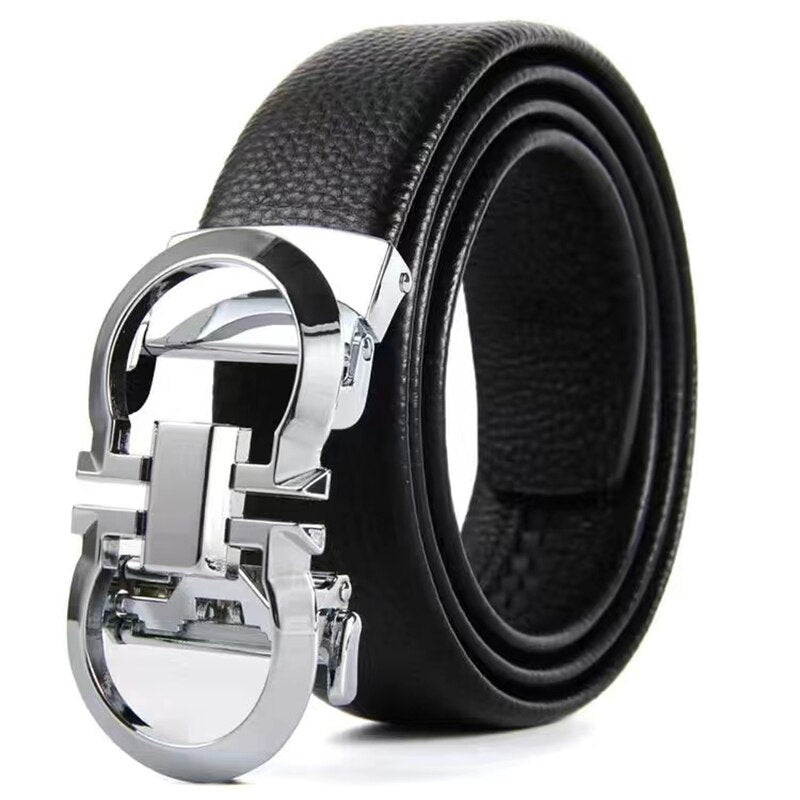 Design Belt Leather Automatic Buckle Belt Lettering