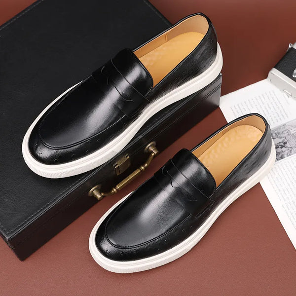 Men's Vulcanize Shoes Brown Slip-On Sneakers Handmade Men Shoes