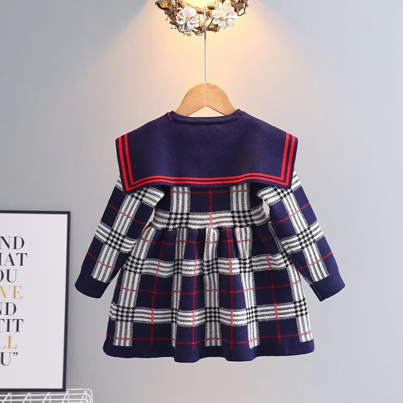 Toddler Girl Sweater Dress Girls Plaid Knitted