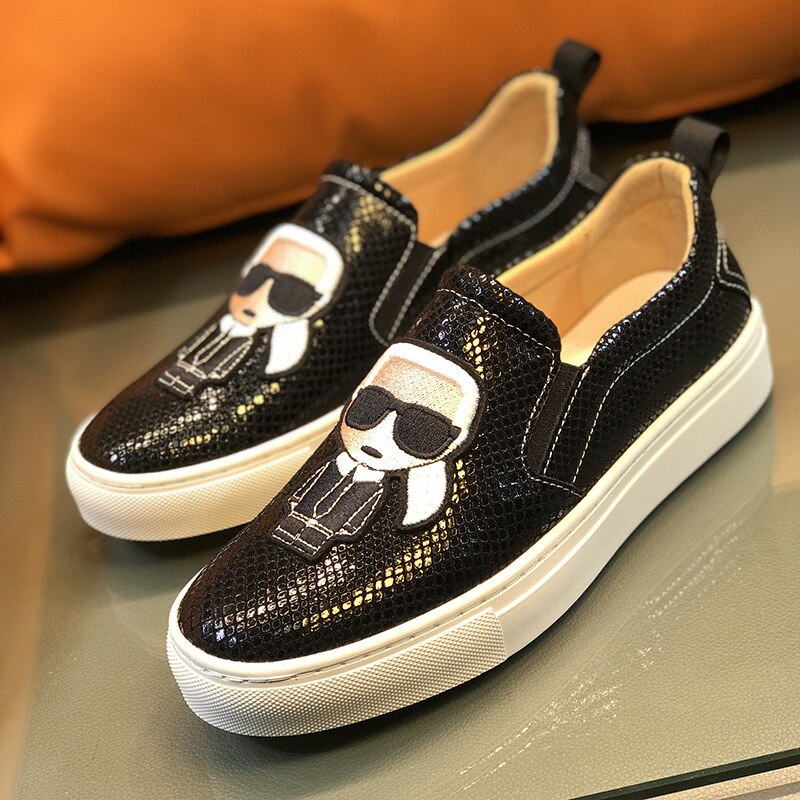 Genuine Leather Loafers Casual Sneakers Snake Pattern