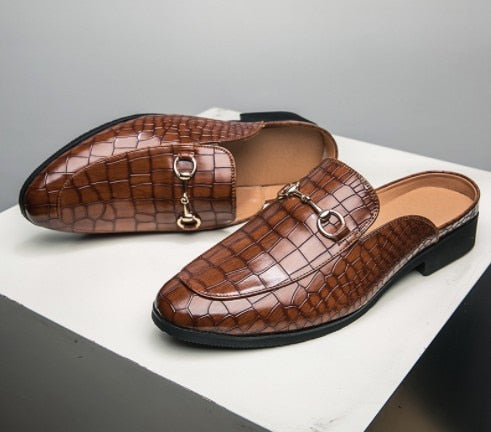 Croc-embossed Slip-on Dress Shoes