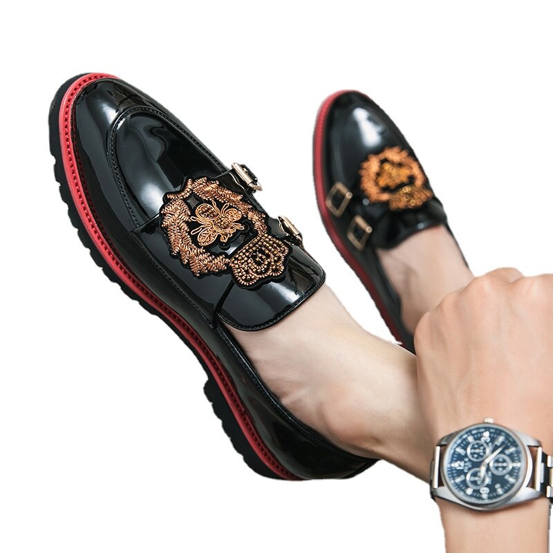 Loafers  Shallow Embroidery Applique Belt Buckle Decoration Slip-On