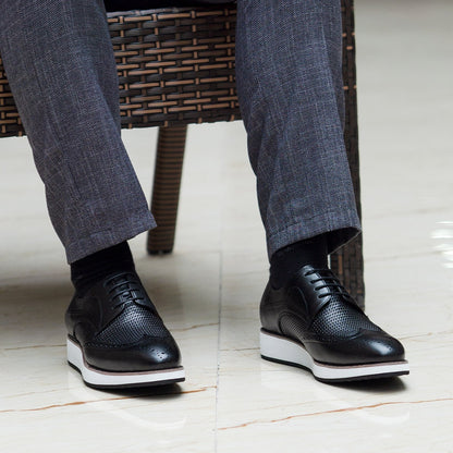 Brogue-Herren-Derby-Schuhe aus echtem Leder zum Schnüren