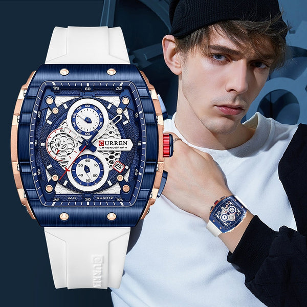 Luxury Square Quartz Wristwatch for Men Date Clock