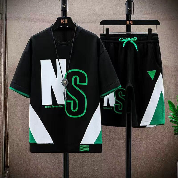 Funny Letters T-shirt Shorts Two Piece Short Sets Tracksuits