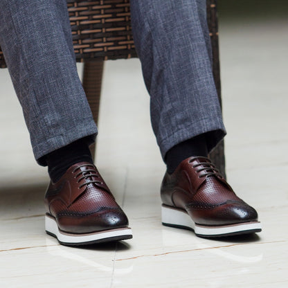 Zapatos derby de hombre Brogue de cuero genuino con cordones