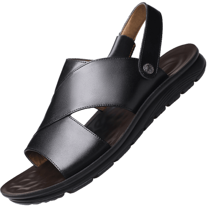 Zapatos de playa de doble propósito cuero negro de vaca grueso