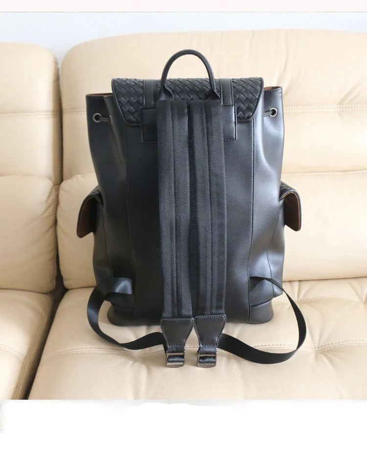 Luxury Weave Computer Laptop Bag Genuine Leather