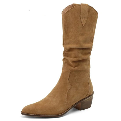 Comfortable cowboy boots female classic knee high