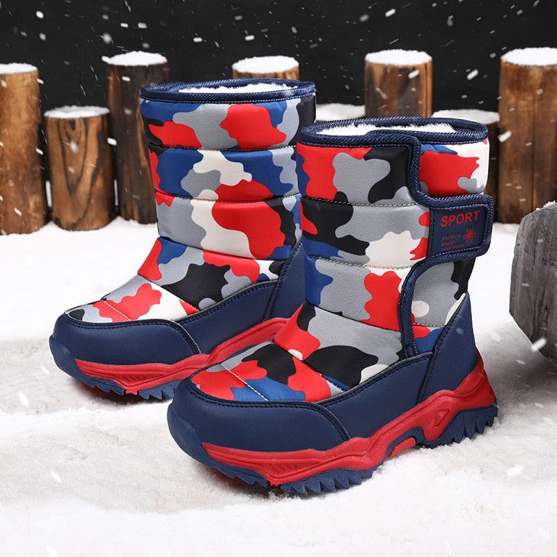 Winter Children Shoes Plush Waterproof Fabric Non-Slip Girl Shoes