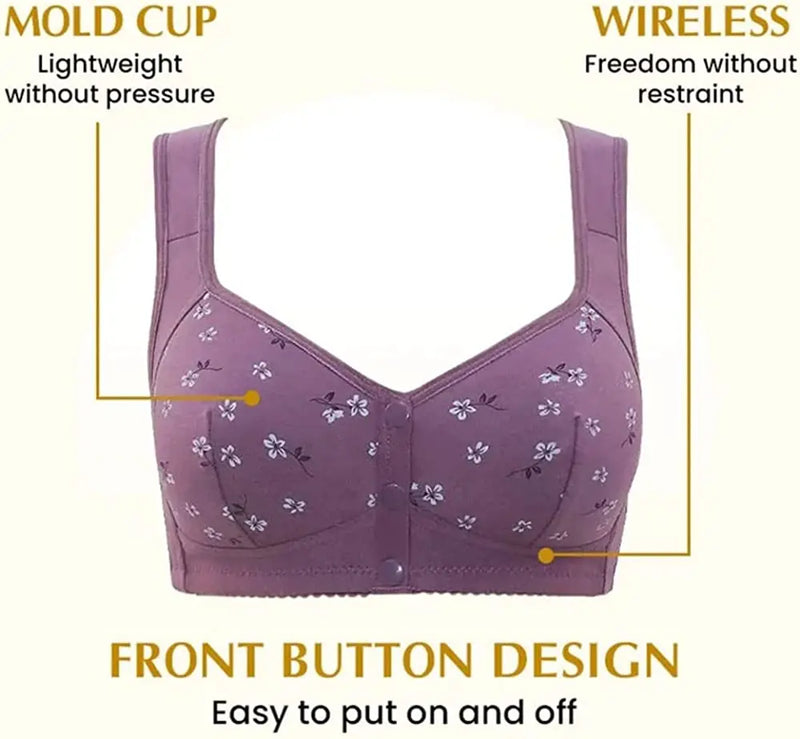 Charm Daisy Bras Front Snaps Women Wireless Brassiere Front Button Closure