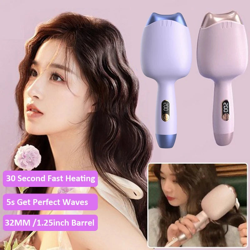 Egg Roll Hair Waving Iron Purple Curling Wand Professional 2 Barrel