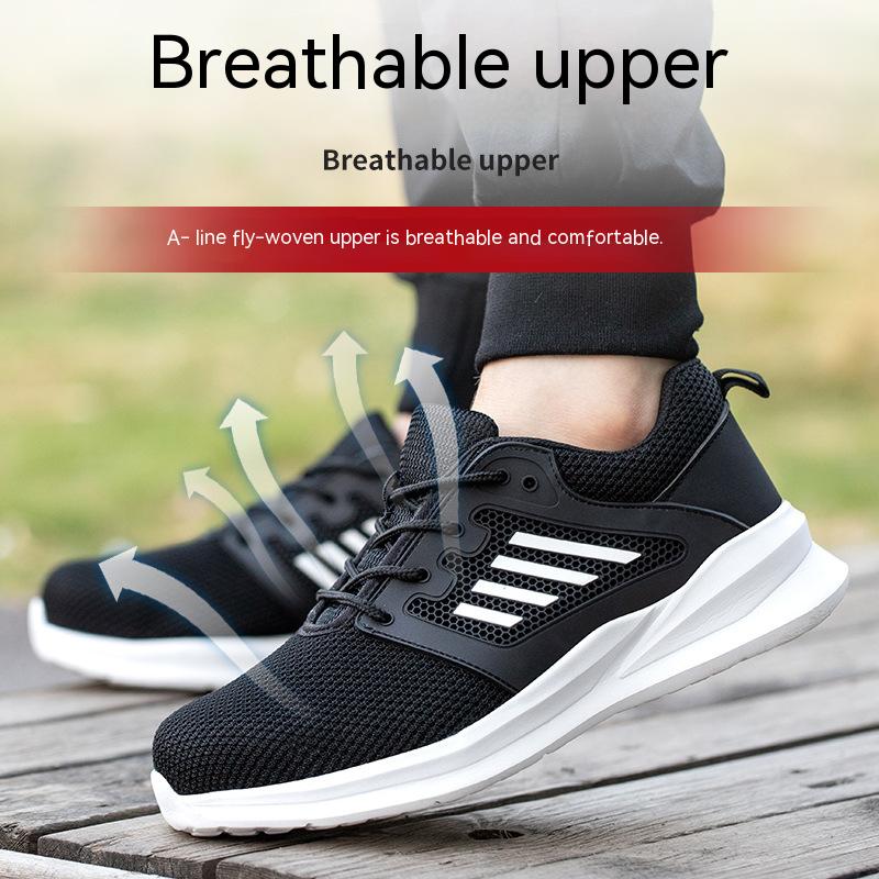 Breathable Sneaker for Men Women Black Mess Safety Shoes