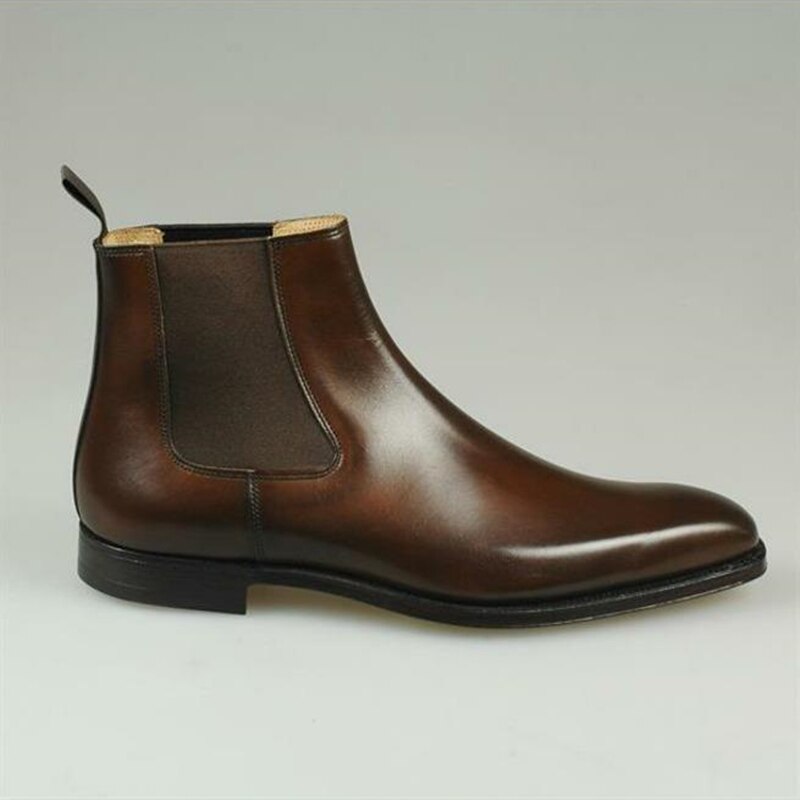 Chelsea Boots Business Men Short Boots Slip-On Round Toe