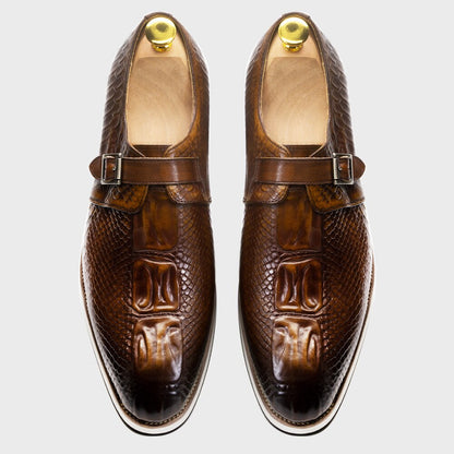 Zapato clásico de cuero genuino patrón de cocodrilo