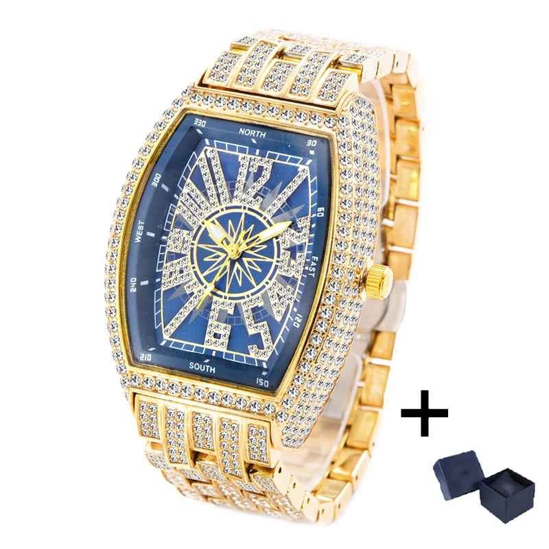 Luxury Men's Watches Fashion Hip Hop Iced Diamond