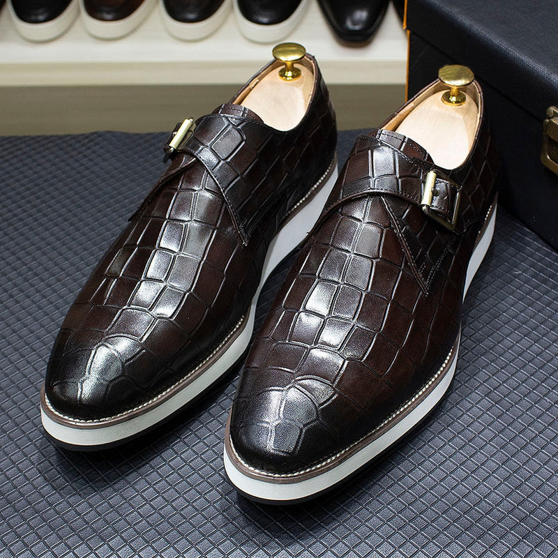 Handmade Single Buckle Monk Strap Sneakers Flat Dress Shoes