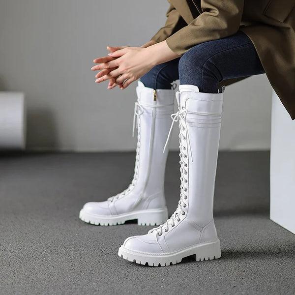 Platform boots for women knee high heeled boots punk
