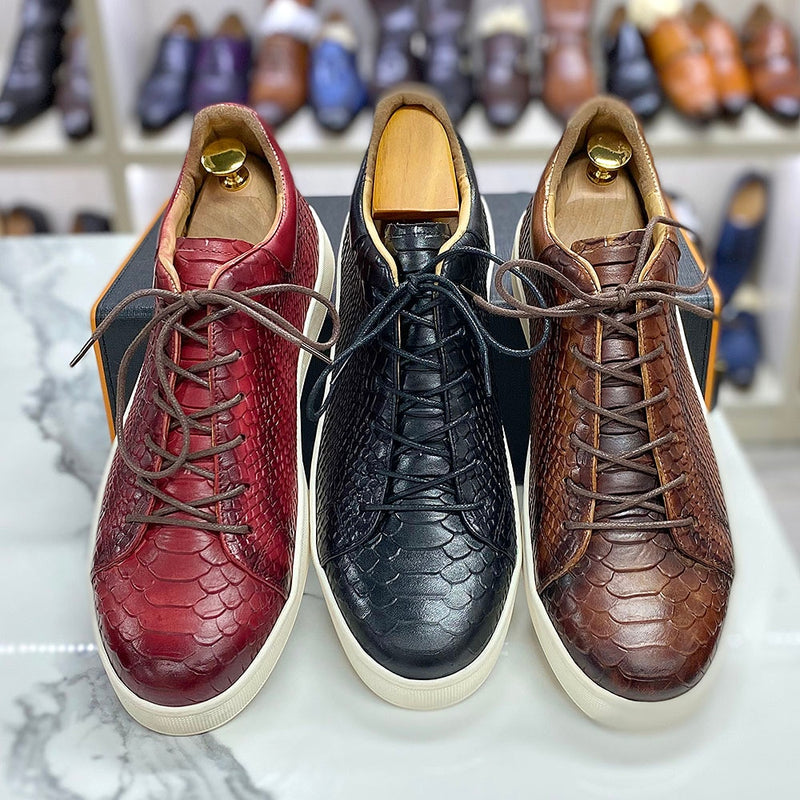 Genuine Leather Lace-Up Soft Sole Leather Original Flat Sneakers