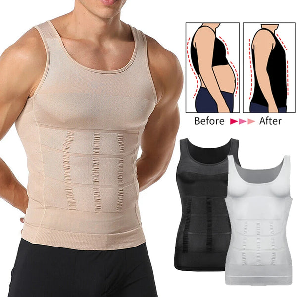 Men's Slimming Body Shaper Vest Shirt Abs Abdomen Slim Gym Workout Tummy