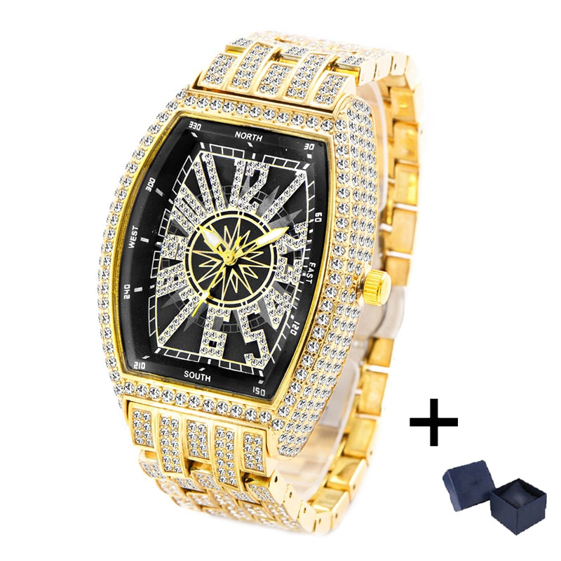 Luxury Men's Watches Fashion Hip Hop Iced Diamond