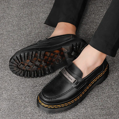 Men's Genuine Leather Loafers Vintage Casual Boat Shoes