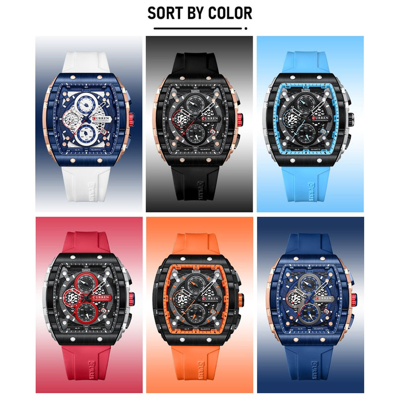 Luxury Square Quartz Wristwatch for Men Date Clock