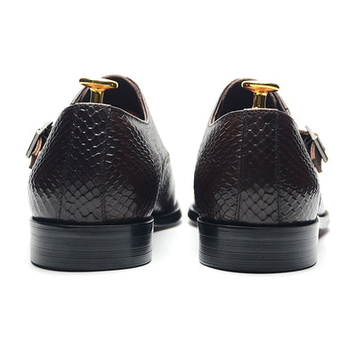 Handmade Cow Leather Men Oxfords Snakes Print
