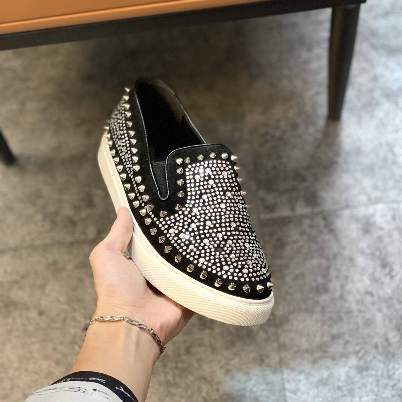 Luxury Designer Shoes Spiked Diamond