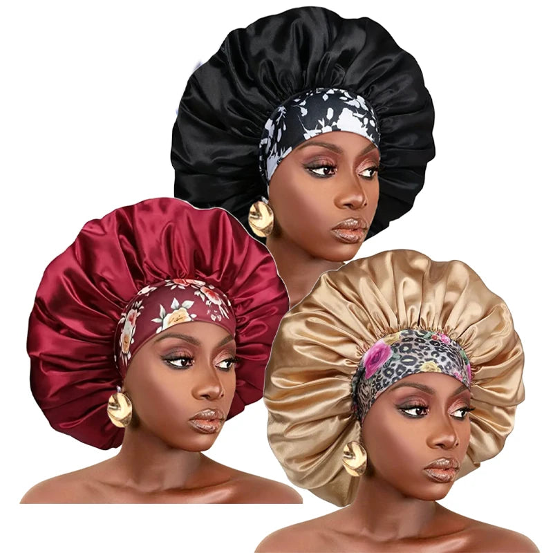 Satin Sleep Caps for Women Hair Bonnets for Sleeping 3PCS/LOT Extra Large