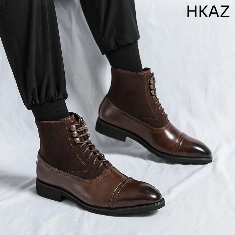 Men's Boots Pointed Toe Low-heeled Comfortable