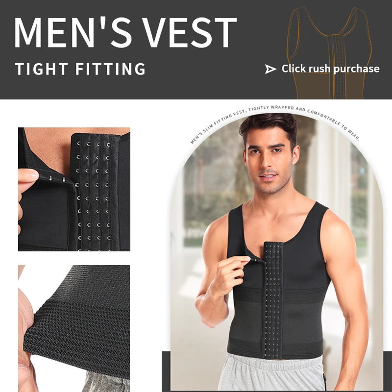 Men's Slimming Body Shaper Waist Trainer Vest Tummy Control Shapewear