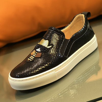 Genuine Leather Loafers Casual Sneakers Snake Pattern
