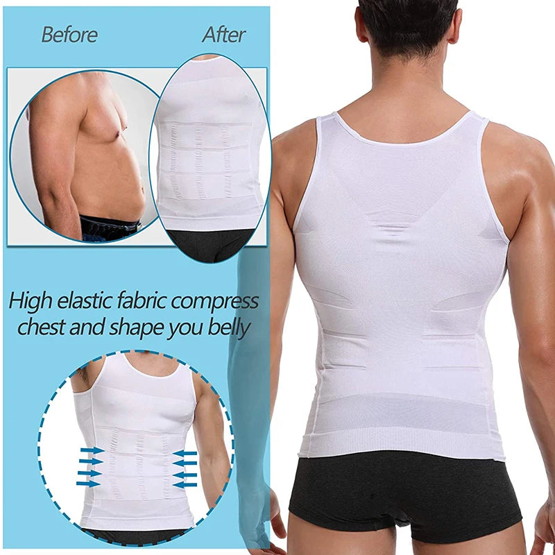 Men's Slimming Body Shaper Vest Shirt Abs Abdomen Slim Gym Workout Tummy