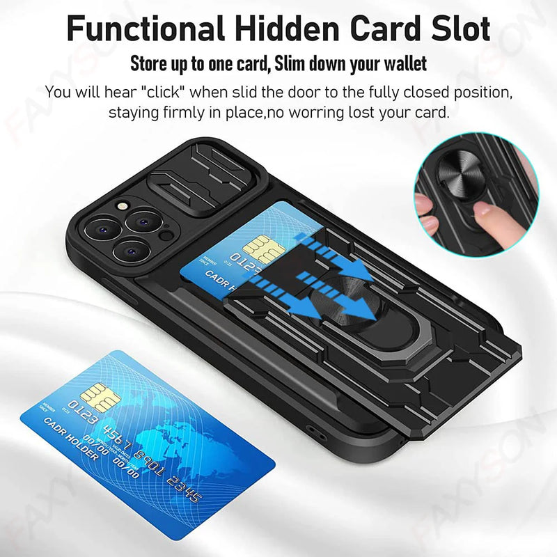 High Quality Rubber iPhone Case Functional Hidden Card