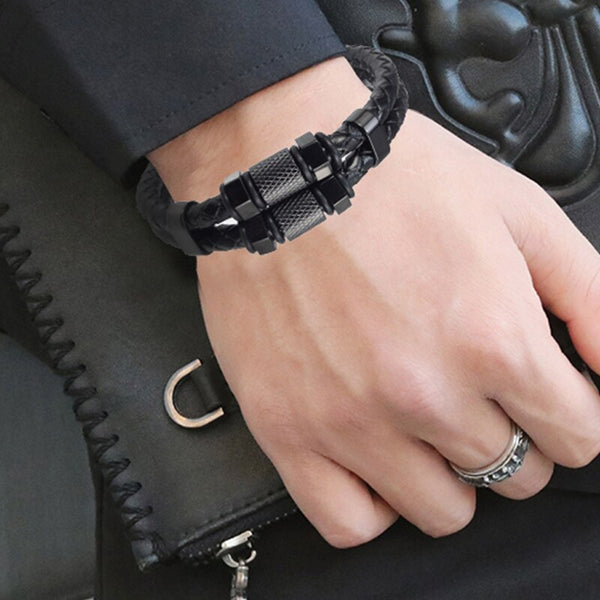Bracelet hexagonal perlé en acier inoxydable de luxe