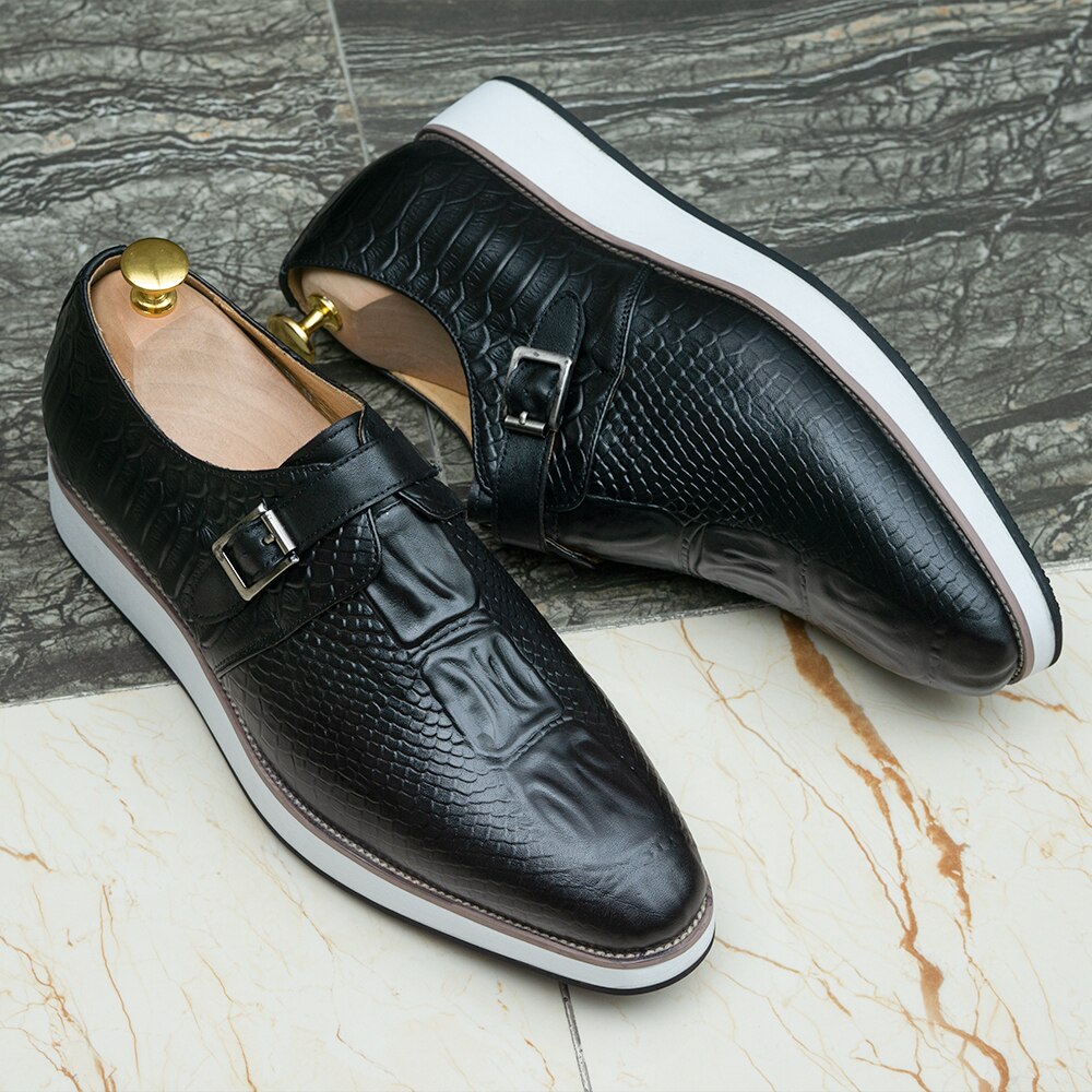 Zapato clásico de cuero genuino patrón de cocodrilo
