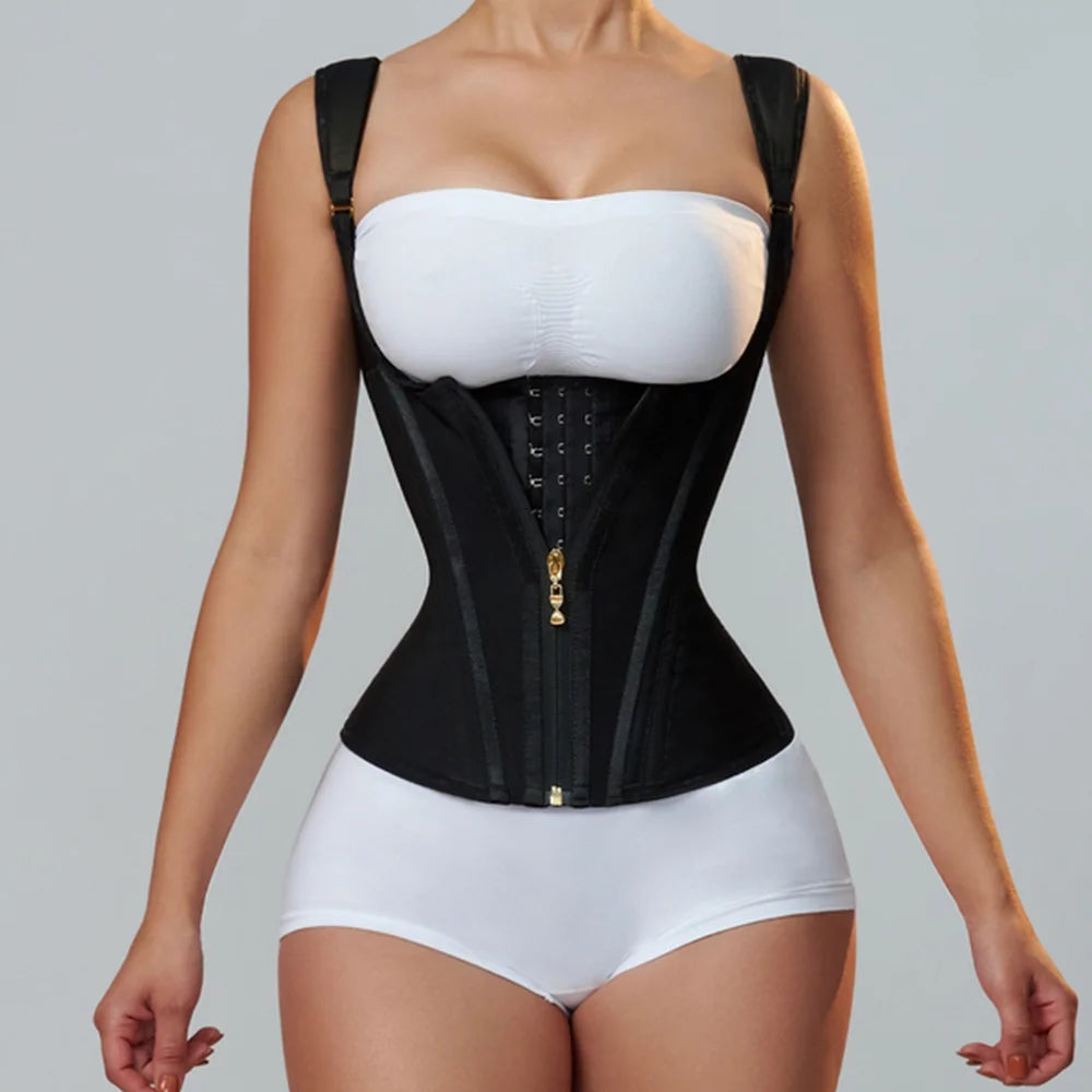 Fajas Colombians Girdles with Row Buckle and Zipper Postpartum Corset